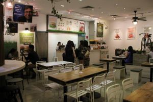 Inside seating at Veganburg - Marina Bay in Central Singapore
