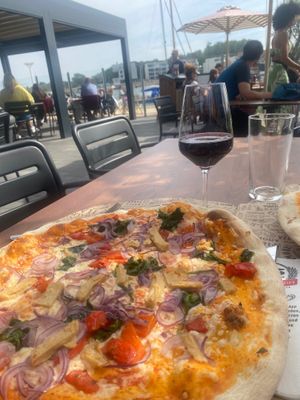 Tolle Aussicht auf die Trave und die Boote 😍 at L'Osteria Travemünde in Luebeck
