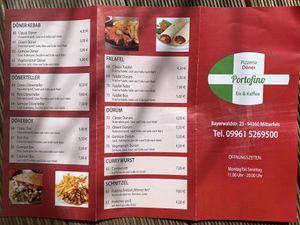 Phone number for take away  at Portofino in Mitterfels
