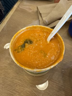 Vegan creamy tomato kale soupp  at Feast! Food in Charlottesville