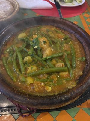 French green bean tajine with olives and lemon  at Shyadma's Vegan Food in Essaouira