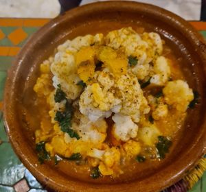 Cauliflower tagjne at Shyadma's Vegan Food in Essaouira