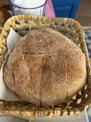 Complementary bread  at Shyadma's Vegan Food in Essaouira