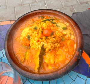 Vegetable Tanjine with lentils  at Shyadma's Vegan Food in Essaouira