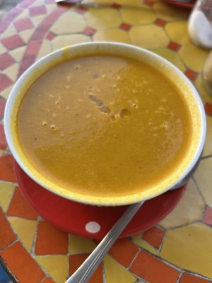 Pumpkin soup  at Shyadma's Vegan Food in Essaouira
