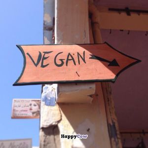 vegan food this way! at Shyadma's Vegan Food in Essaouira