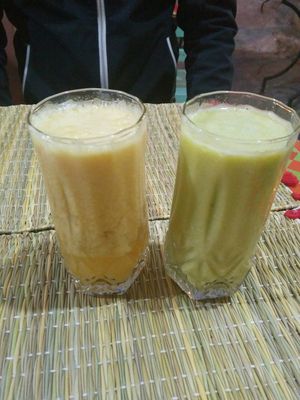 Banana and avocado juices at Shyadma's Vegan Food in Essaouira