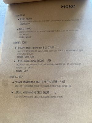 Toast and rolls with vegan and vegetarian options   at Meke Cafe at Meke Coffee Roasters in Ibiza