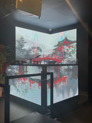 DJ booth (very clubby vibe) at MamaSushi in Hollywood