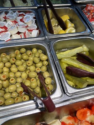 Olives and pickles from buffet  at Oriental Super Buffet in Zanesville