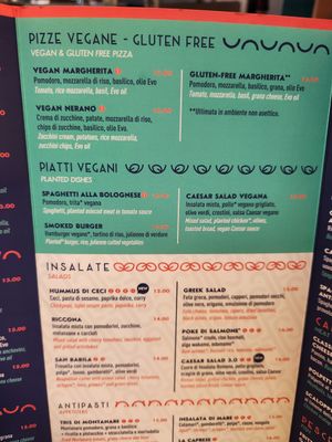 Menu at Fresco & Cimmino in Milan