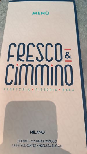 Menu at Fresco & Cimmino in Milan
