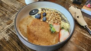 Fruity Glory Pancakes (don't recommend) at VEGANERIE Street - วงเวียนใหญ่ in Bangkok