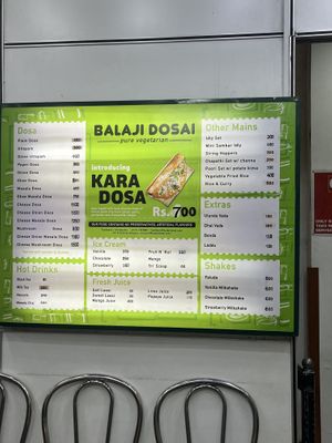 menu in 2024  at Balaji Dosai in Kandy