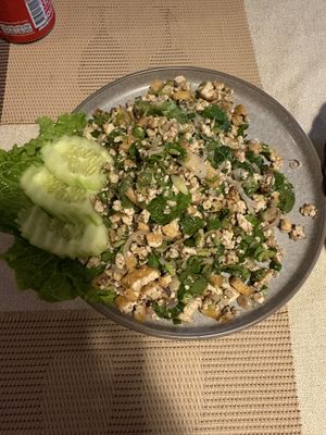 Delicious mint and minced tofu  at Véla in Vang Vieng