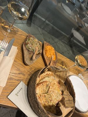 I had the aubergine dip which was delicious (Dip on right is not vegan)  at Ergon House in Athens