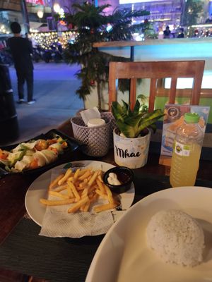 Filipino meal at Achille Restobar in Moalboal