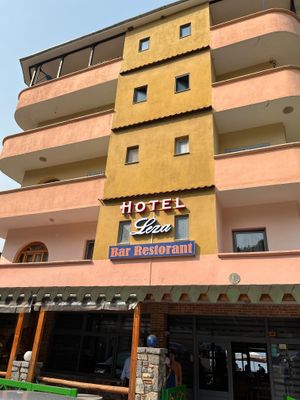 Exterior sign at Restorant Leza in Lin