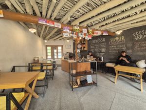 Inside at Metta Cafe in Leh