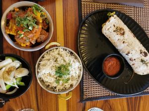 aloo gobi with rice // kebab at Elevant in Tallinn