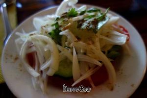 side salad with lots of onions at Elevant in Tallinn