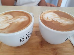 Café muy rico con leche de avena at La Aldea Cafe Bar in Conil De La Frontera