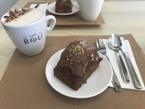 Bananabread with peanutcream (vegan)  at La Aldea Cafe Bar in Conil De La Frontera