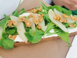Pear and gorgonzola toast at La Aldea Cafe Bar in Conil De La Frontera
