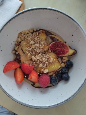 Amazing porridge at La Aldea Cafe Bar in Conil De La Frontera