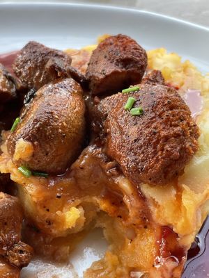 Lion’s Mane on Chili bean mash  at Makars Mash Bar - Edinburgh in Edinburgh