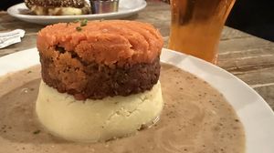 Vegan haggis and mash  at Makars Mash Bar - Edinburgh in Edinburgh