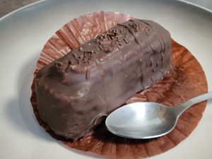 Delicious vanilla cake with cream and jam inside at Santa Foodies in Mexico City