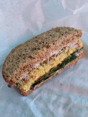 Vegan Curry Tofu Salad Sandwich at Lunchbox Cafe in Ellensburg