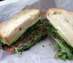 Vegetarian sandwich on gluten free bread.  Very good! at Lunchbox Cafe in Ellensburg