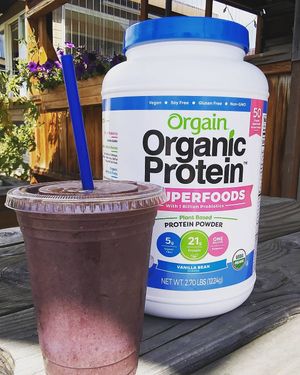 Plant based protein powder for our fruit smoothies. at Lunchbox Cafe in Ellensburg