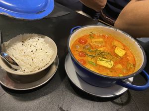 Red curry with tofu grapes and pineapple   at Pui's Thai Tapas in Madrid