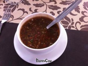 hot and sour soup at Orchids Restaurant in Varanasi