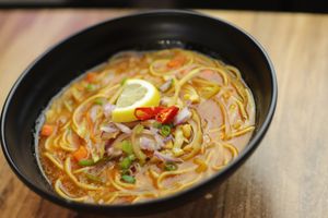 Vegan authentic noodle soup at Momo Central Brunswick in Brunswick
