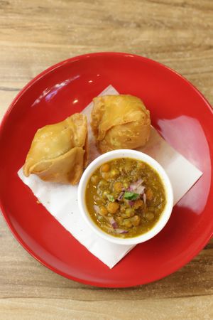 vego samosa and curry at Momo Central Brunswick in Brunswick