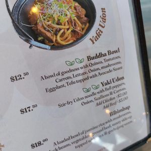 Menu vegan options at Les Cappuchinas in Oranjestad