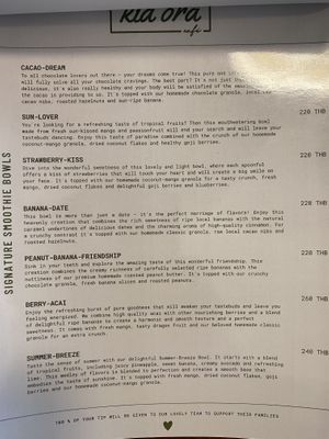 Menu Sept 2023  at Kia Ora Café in Koh Phangan