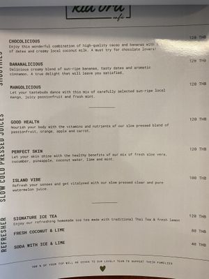 Menu Sept 2023  at Kia Ora Café in Koh Phangan