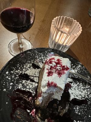 Delicious dessert matched with a dessert wine that was not sweetly overpowering.  at Olive & Angelo in Brisbane