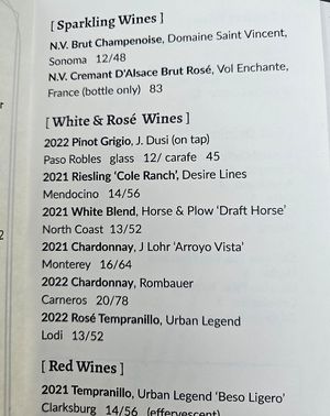 Wines at Blossom & Root Kitchen in Danville