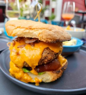 B&R Burger gluten free version at Blossom & Root Kitchen in Danville