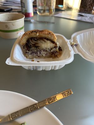 View inside mushroom sandwich  at Blossom & Root Kitchen in Danville