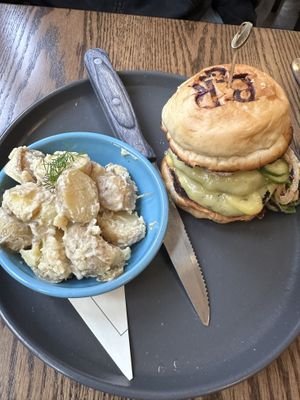 House made burgerrs  at Blossom & Root Kitchen in Danville