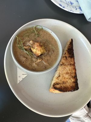 Potato and leak soup  at Blossom & Root Kitchen in Danville
