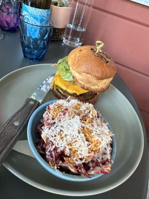 Burger  at Blossom & Root Kitchen in Danville