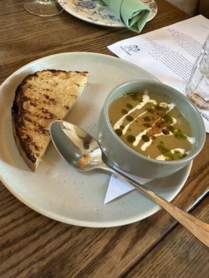 Potato soupp  at Blossom & Root Kitchen in Danville